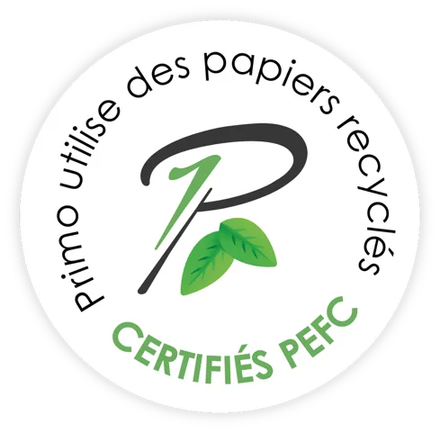 Primo utilise des papiers recyclés et certifiés PEFC